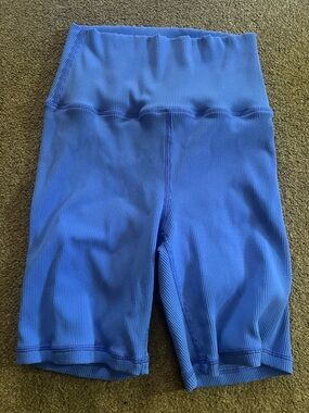 aerie Ribbed High-Waist Blue Bike Shorts